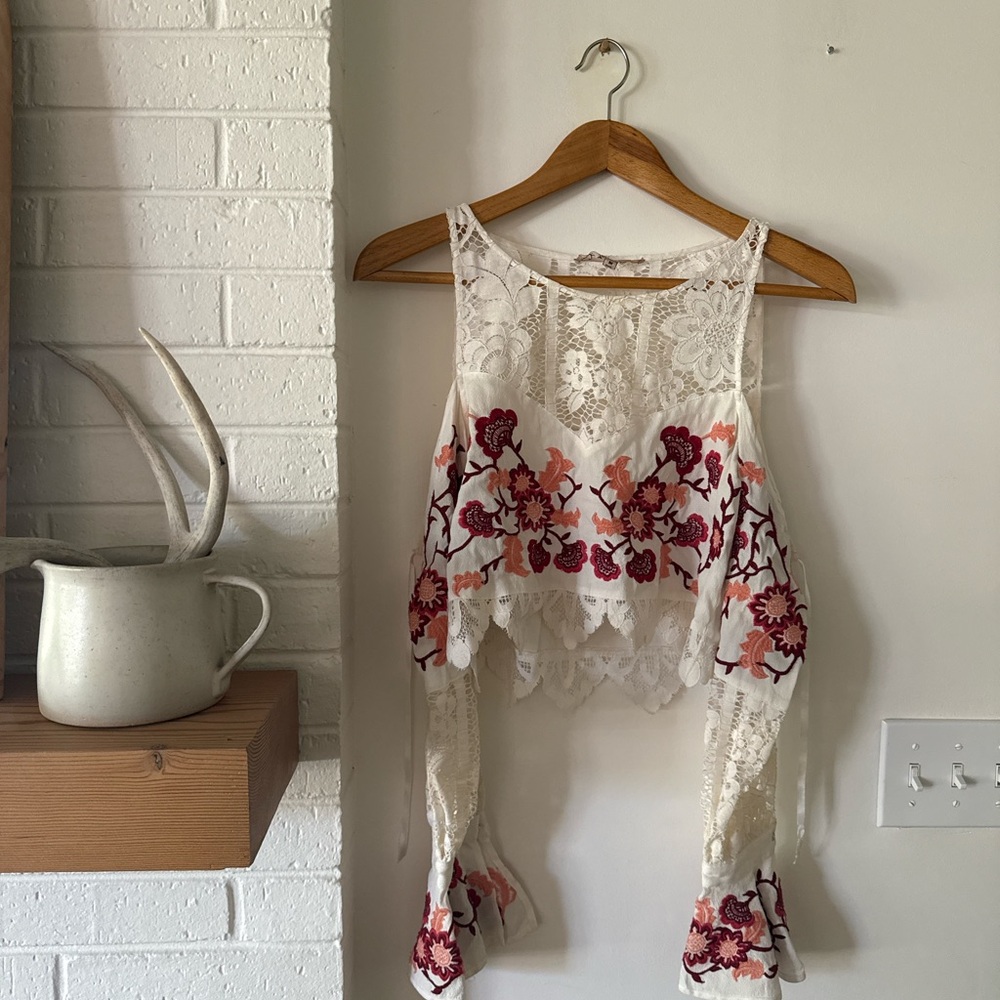 For Love And Lemons Ivory Lace Top